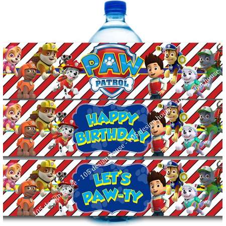 Paw Patrol Water Bottle Label Printable INSTANT DOWNLOAD - Paw Patrol Bottle Labels - Paw Patrol - Paw Patrol Party Bottle Labels thumb