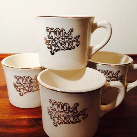 Tom and Jerry Gold Mugs, Gold Script Punch Cups, Midcentury Serving thumb