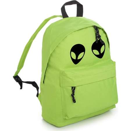 Alien Backpack School Bag Rucksack Sports Travel Tumblr Funny Hipster Grunge Fun Festival Retro Vtg Goth Kawaii Cute Fashion Green Space thumb