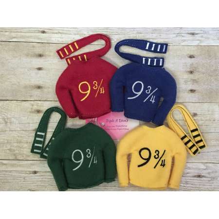 Doll Elf Harry Potter inspired shirt sweater and scarf Gryffindor Slytherin Ravenclaw Hufflepuff reindeer clothes thumb