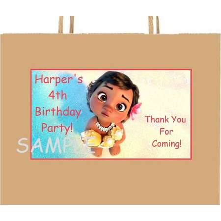 18 Personalized Baby Moana inspired Party Stickers,Birthday favors, goody bag labels,tags, decorations,supplies,Custom Made thumb