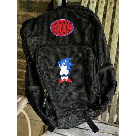 Monogrammed Backpack | Mesh Backpack | Back to School | Boys Backpack | Sonic the Hedgehog Backpack | Embroidered Mesh Backpack | Sonic thumb
