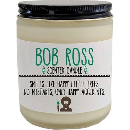 Bob Ross Scented Candle Bob Ross Gift Happy Little Trees Artist Gift for Friend No Mistakes Only Happy Accidents Funny Candle Holiday Gift thumb