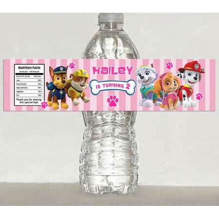 Girls Paw Patrol water bottle label - Printable thumb