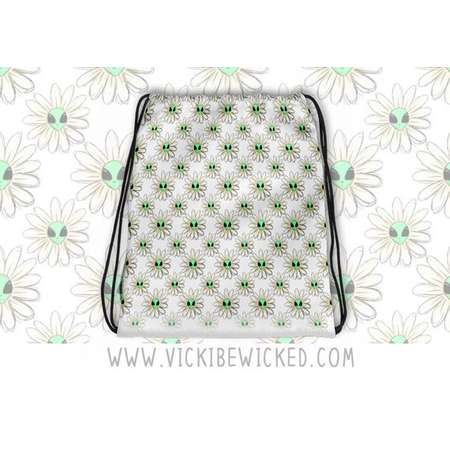 Alien Daisy, Flower, Grunge, UFO, I Want To Believe, ET Backpack, Drawstring Bag thumb