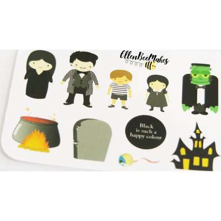 Adams Family, Halloween, Themed Stickers for planners, journaling, scrapbooking thumb