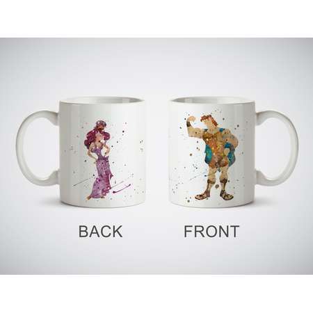 Hercules and Meg Mug Watercolor Art Print cup Coffe Tea Magic or White Mug with Art picture Love Gift Wedding Valentine's Day Megara thumb