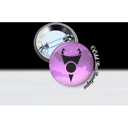 Invader Symbol Pin - Animation Cartoon Brooch - Jhonen Vasquez Button - Invader Zim Comic Book Alien Accessory Gift - 1" Silver and Glass thumb