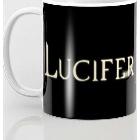 Supernatural Lucifer with Feather Mug and Travel Mug, Light & Dark Wings/Text + 3 Sizes/Styles Available! thumb