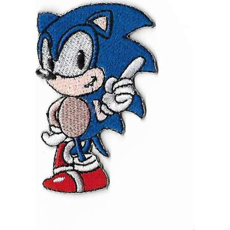 Sonic the Hedgehog Patch (3 Inch) Embroidered Iron on Badge Sega Retro Gamer Costume Applique Motif Bag Hat T-Shirt Souvenir Collectible thumb