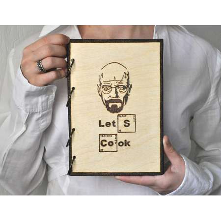 Wooden Breaking Bad Recipe Book, A5 Handmade Cook book, Gift thumb