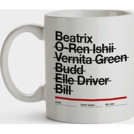 Beatrix Mug Taza Kill Bill Quentin Tarantino Graphic Design Helvetica Minimal Indie Hipster Movie Marcial Arts Cinema Pulp Fiction Gift Cult thumb