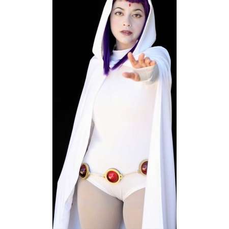 White Raven costume - Full Set Raven Teen Titans Cosplay - custom, cloak, bodysuit, cosplay, adult costume, leotard, orb belt, orb pins thumb