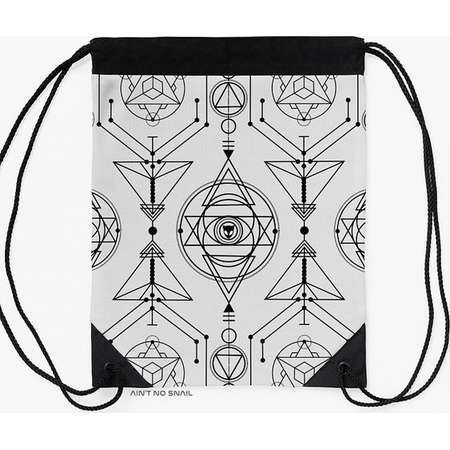 Sacred Geometry Gymbag, Drawstring backpack with Alien Cat print for psytrance festivals and partys thumb