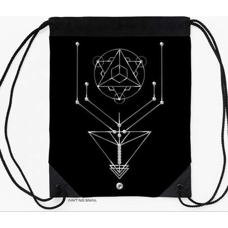 Sacred Geometry Gymbag, Drawstring backpack with Alien satellite print for psytrance festivals and partys thumb