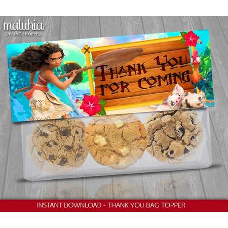Moana Favor Bag - INSTANT DOWNLOAD - Moana Topper Label - Princess Moana hawaiian Birthday decoration Party - Moana thumb