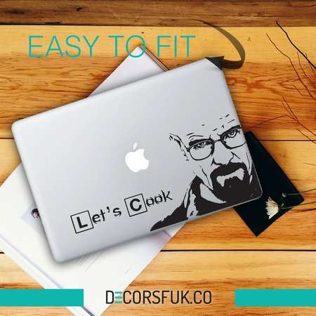 Heisenberg Breaking Bad Macbook Stickers on black vinyl | Laptop stickers | Walter White Decal thumb