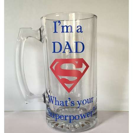 Gift for Dad, I'm a dad what's your superpower, dad beer mug, gift for him, personalized gift for dad, Father's Day gift, Personalized gifts thumb