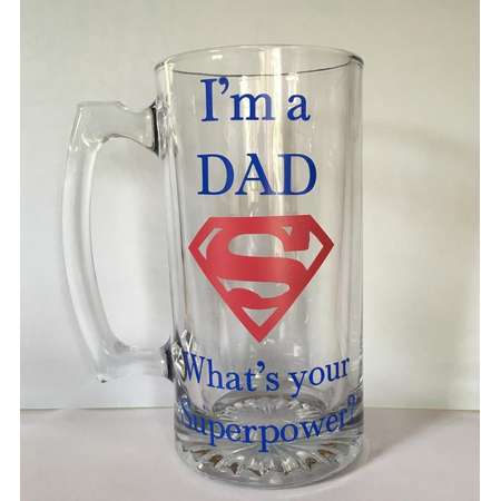 Gift for Dad, I'm a dad what's your superpower, dad beer mug, gift for him, personalized gift for dad, Father's Day gift, Personalized gifts thumb