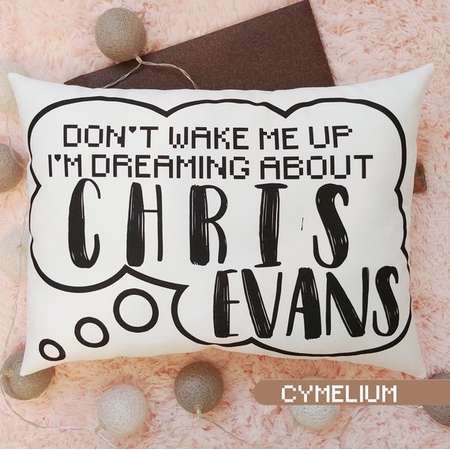 16 color options - Don't wake me up. I'm dreaming about Chris Evans - decorative pillow with filling - Captain America, The Gifted, Marvel thumb
