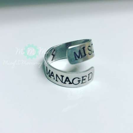 Mischief Managed, hand stamped ring, harry potter ring, adjustable ring, spiral wrapped ring, wrap ring, hand stamped, Harry Potter thumb