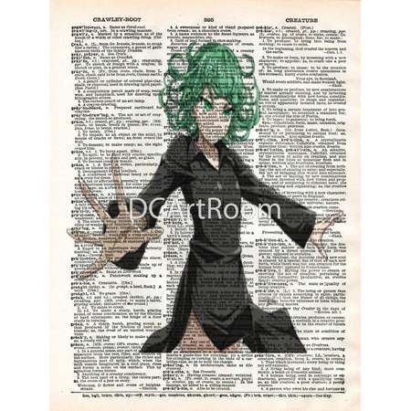One Punch Man - Tornado of Terror - Vintage Dictionary Art Print - Home Decor - Hang On Walls thumb