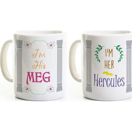 Hercules and Meg Coffee Mugs - His and Her Anniversary Wedding Gift - Engagement Gift - Coffee Mugs - Custom Personalized thumb