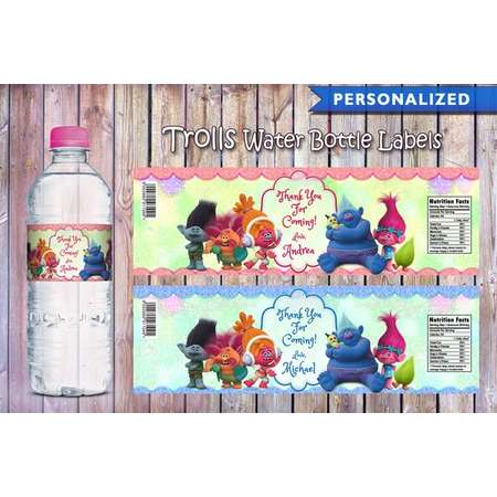 Trolls Water Bottle Labels (Printable Digital File) thumb