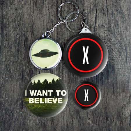 X-Files Gift Button Pin Fridge Magnet Keychain Bottle Opener Mirror 1.5/2.3 Souvenir Party US Tv Show Alien UFO I Want To Believe thumb