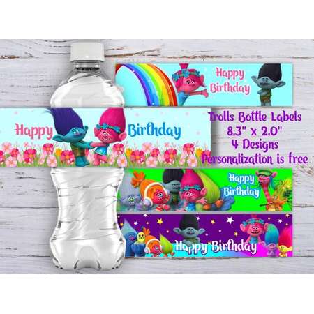 Trolls Water Bottle Label, Trolls Bottle Labels, Trolls Water Bottle Labels, Trolls Birthday Party, Trolls Party Supplies, Trolls Labels thumb