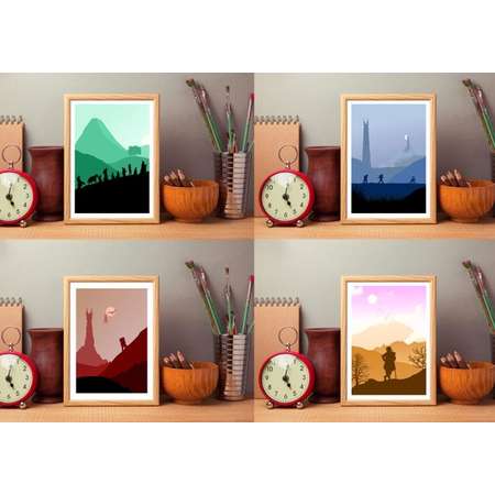 Lord Of The Rings & The Hobbit Inspired Art Prints, Set Of 4, The Fellowship Of The Ring, The Two Towers, The Return Of The King,LOTR Art thumb