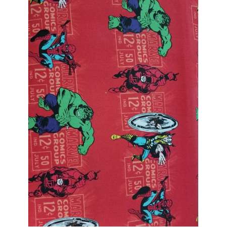 Red Marvel Avengers Comic Book Cotton fabric from Camelot: licensed the incredible hulk thor spiderman by the yard or meter fabric material thumb