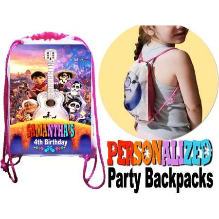 COCO Party, 15 Personalized Party Backpacks, CoCo Drawstring Backpack, Coco Favor Bags,8"x11"inches thumb