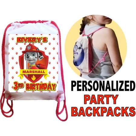 Paw Patrol Party, 10 Personalized Party Backpacks, Paw Patrol Party Drawstring Backpack, Paw Patrol Favor Bags,8"x11"inchesw thumb