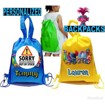 30 Trolls Party, Personalized Trolls Backpack, Trolls, Trolls Favor Bags, Trolls Backpack 12"X15" inches thumb