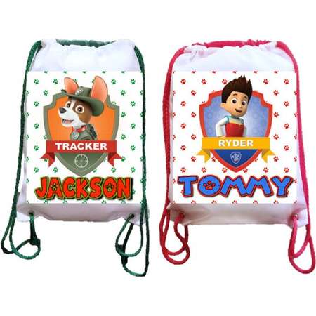 Paw Patrol Party, 6 Personalized Party Backpacks, Paw Patrol Party Drawstring Backpack, Paw Patrol Favor Bags,8"x11"inches thumb
