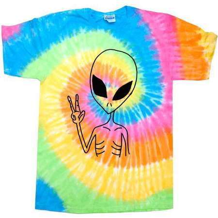 Peace Alien colorful tie dye t-shirt thumb