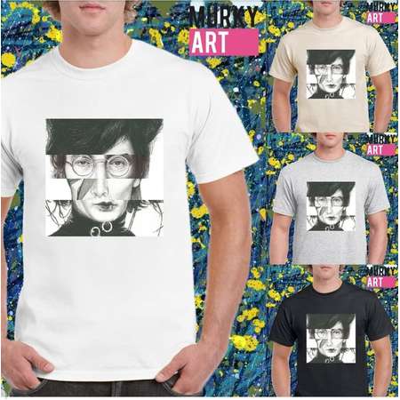 COLLAGE Amy Winehouse John Lennon David Bowie Edward Scissorhands Unisex MurkyArt T-shirt thumb