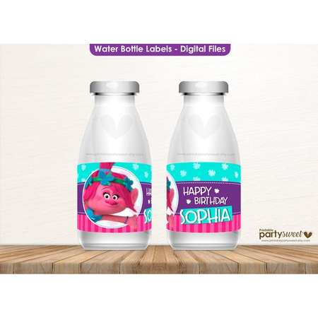 Trolls Inspired Water Bottle Label Trolls Bottle Label Trolls Water Bottle Label Trolls Birthday Party Trolls Party Supplies Trolls Label thumb