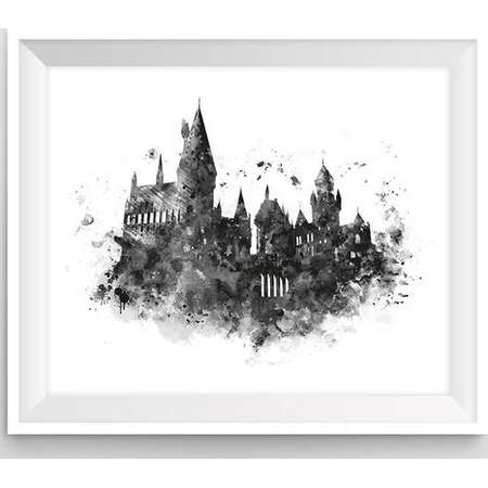 Hogwarts Castle, Art Print, Hogwarts Wall Art, illustration, Black and White, Harry Potter Print, Harry Potter Gift, Printable, Download thumb