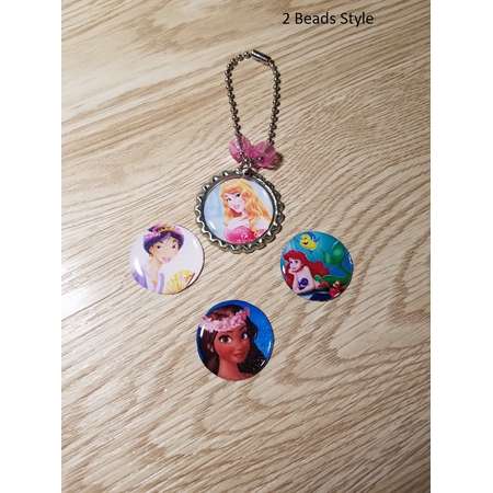 10 - Pink Princess - Zipper Pull Favors. Sleeping Beauty, Mulan, Ariel, Moana thumb