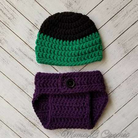 Crochet Hulk Baby Set, Incredible Hulk Hat, Hulk Photo Prop, Crochet Photo Prop Set, Photo Prop Baby Set, Hulk Costume thumb