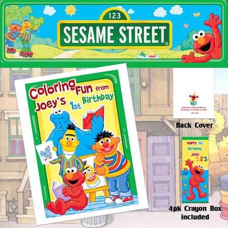Sesame Street Coloring Book & Crayons/Birthday Party Favor/Personalized Favors thumb