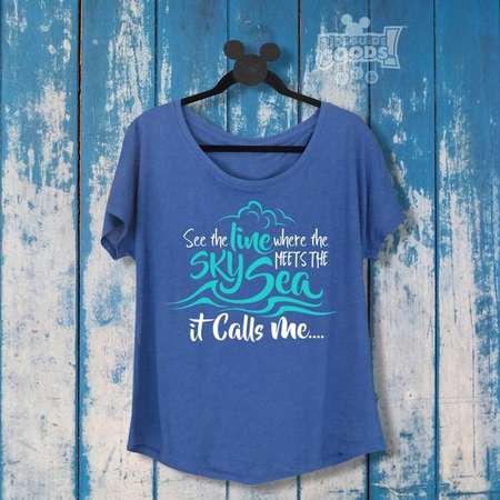 See the Line Where the Sky Meets the Sea It Calls Me | Ladies Slouchy Tee | Disney-Inspired | Moana thumb