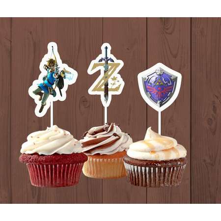 Legend of Zelda Cupcake Toppers, Zelda Birthday Party, Breath of the Wild thumb