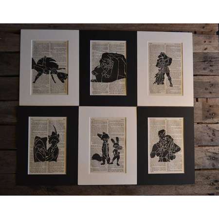 Cartoon Dictionary Artwork- Sold Separately- Hercules, Sleeping Beauty, Pocahontas, Zootopia/Zootropolis, Robin Hood, Lion King thumb