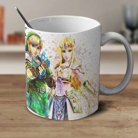 Princess Zelda and Link Mug, Legend of Zelda Mug, Zelda Mug, Zelda Watercolor Mug, Zelda Coffee mug, Zelda Cup thumb
