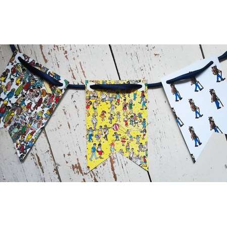 Upcyled Paper Bunting // Recycled Book // Where's Wally // Paper Banner // Book Garland thumb
