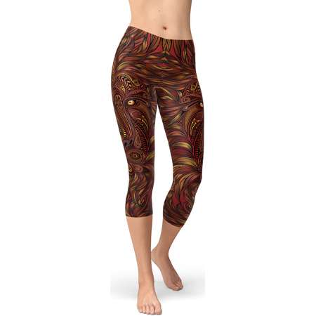 Lion King Capris For Women - All Over Print Lion Tights With Lion Head Print On Both Sides, Perfect Animal Print Leggings For Yoga Wear thumb