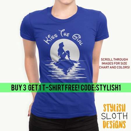 Kiss the Girl T shirt, Little mermaid Ariel T-shirt, Disney Princess T-shirt , Disney T-shirt Women Men Children T shirt thumb
